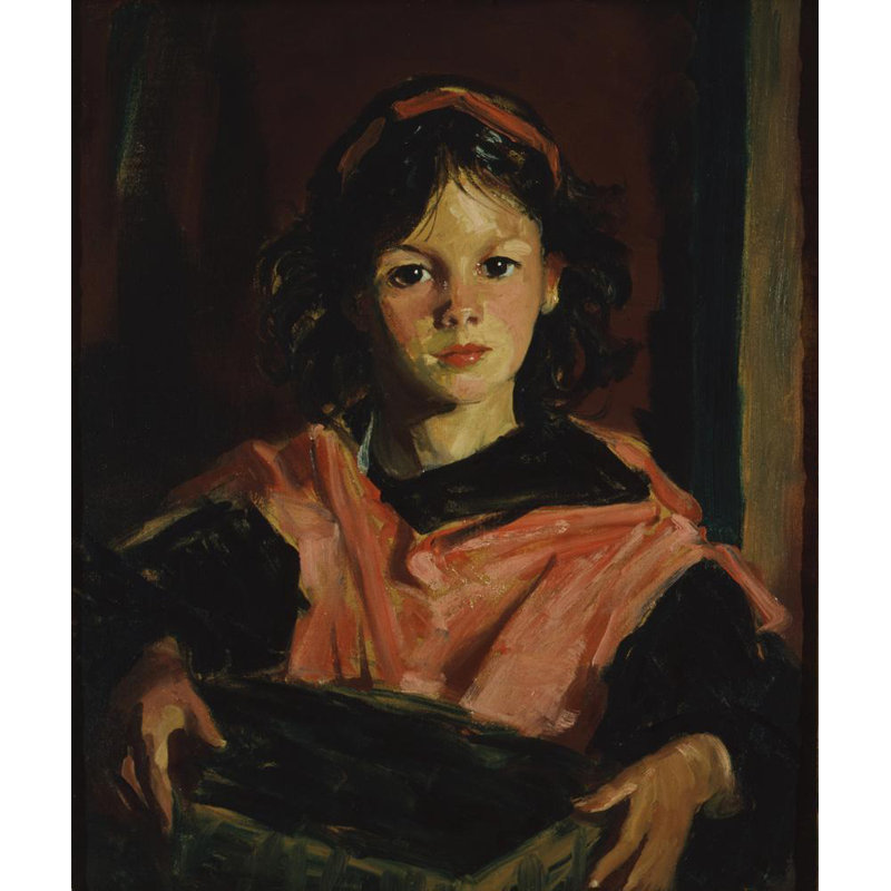 "Mary Ann with Her Basket" par Robert Henri - Art mural sur toile tendue avec châssis