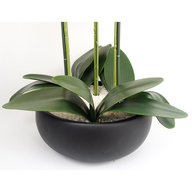 Plastic, Silk Artificial Arrangement in Planter, Black, Yellow
