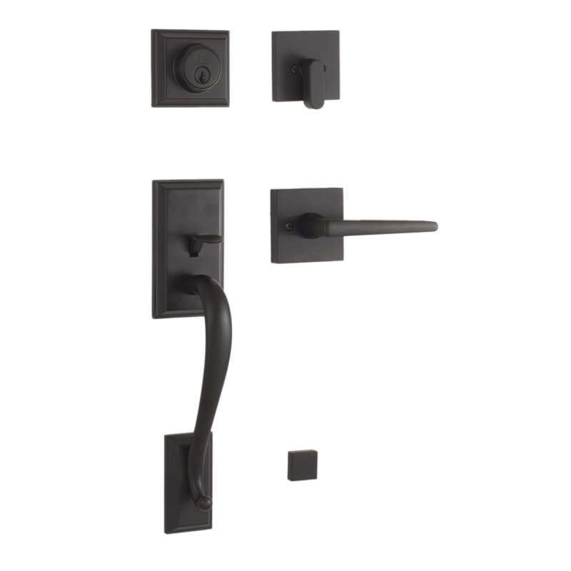 Ensemble de poignées transitionnelles avec pêne dormant, levier de porte Philtower et rosette Mayo, Noir