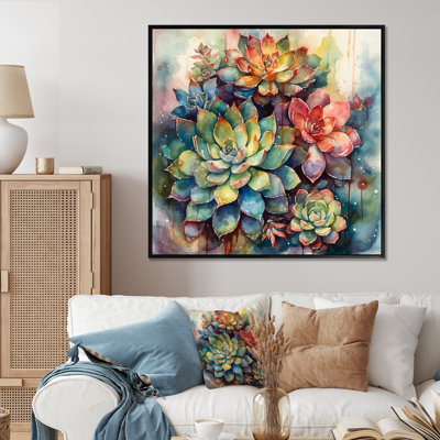Rylinn Green Red Cactus Scenery IV - Cactus Wall Art