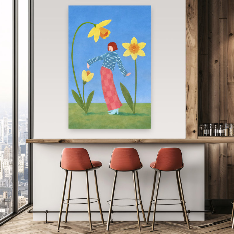 Printemps, jonquille, danse, fantaisie, H 60 po x l 40 po