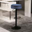 Tabouret de bar 2 en lin bleu - réglable en hauteur, pivotant sur 360 °, avec fonction de rangement pour 2 tabourets pivotants