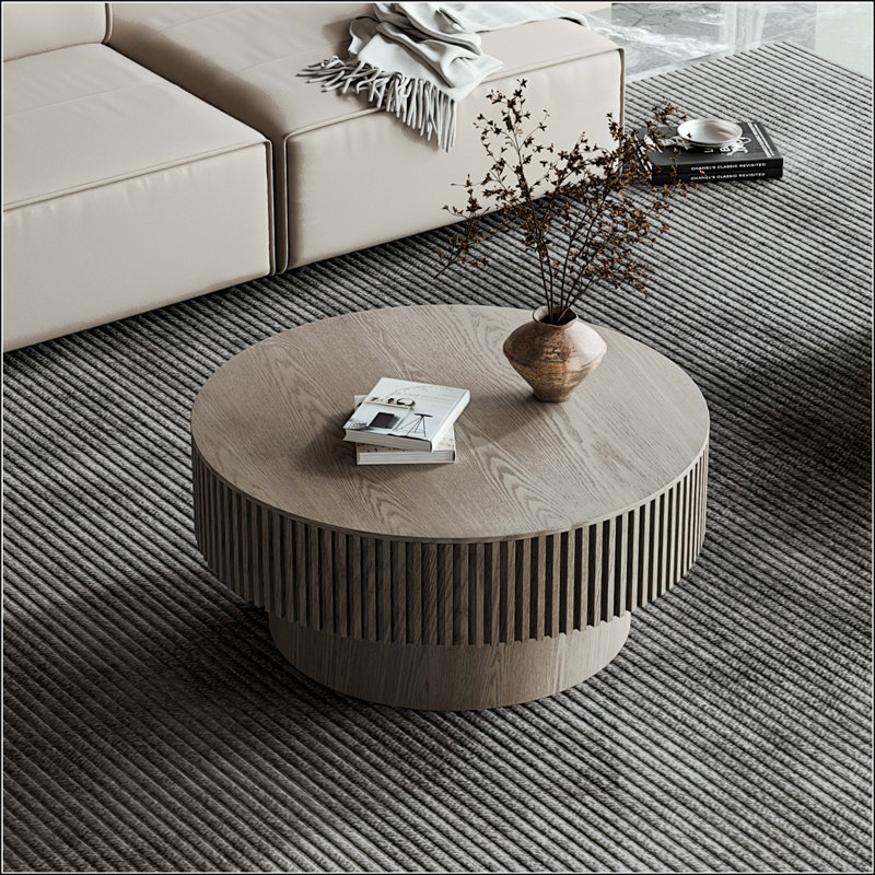 Table basse ronde avec rangement caché, Gris