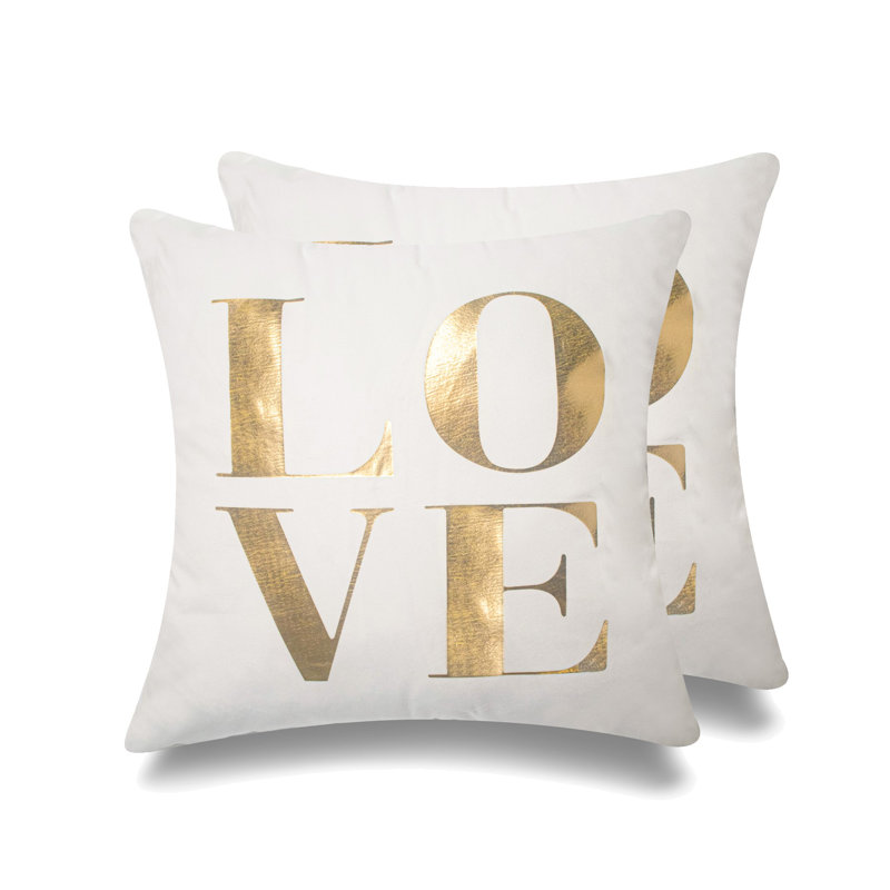 Housse de coussin carrée dorée et argentée, Doré