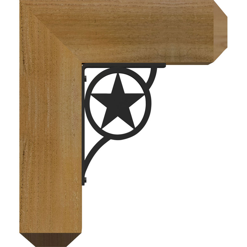 4"W x 13 1/2"D x 16"H Austin Craftsman Ironcrest Rough Sawn Bracket, Western Red Cedar (2"W x 5 1/2"D x 8"H Iron Bracket)