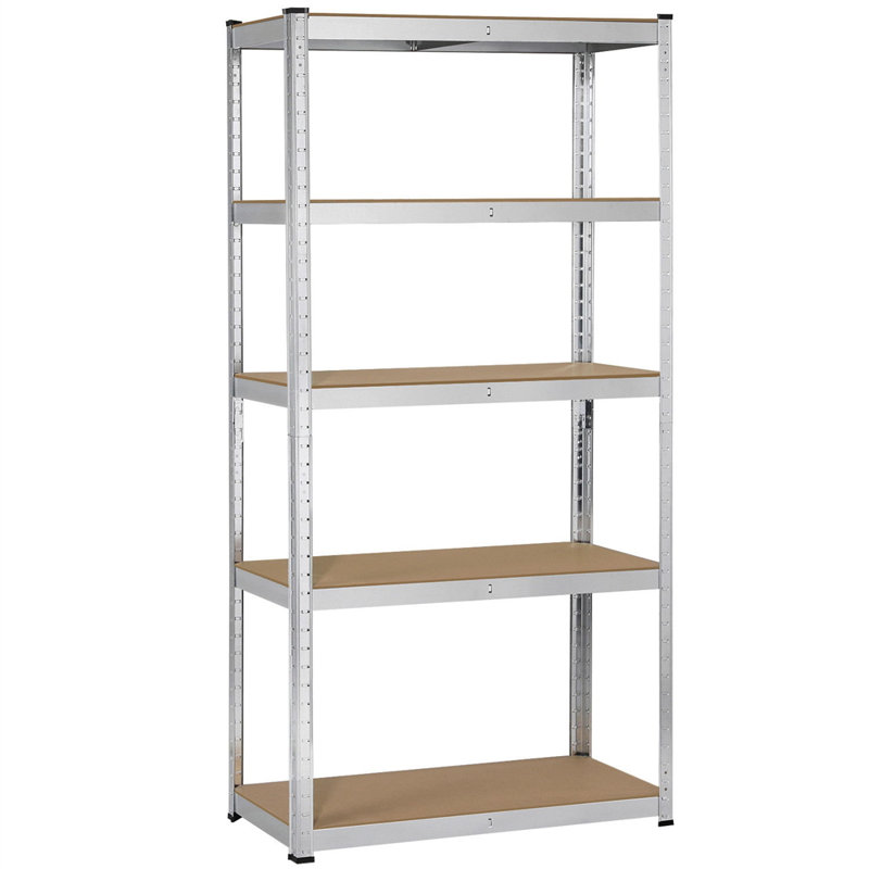 90cm W Steel Shelving Unit, Silver/Natural