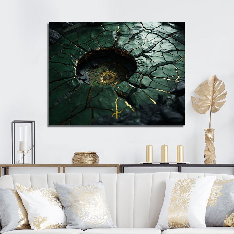 Green Emerald Amazonite Stone Geode I - Stone Geode Wall Art, Wrapped Canvas, 12" H x 20" W x 1" D