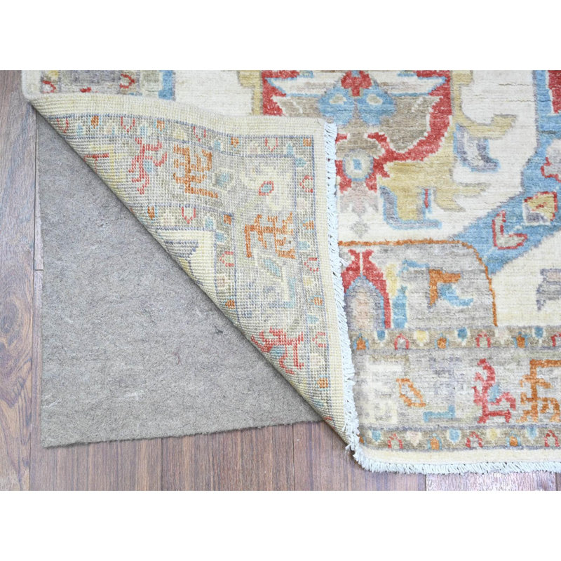 Saraya One-of-a-Kind Runner: 2'8" X 9'10" New Age Runner Wool Area Rug Ivory
