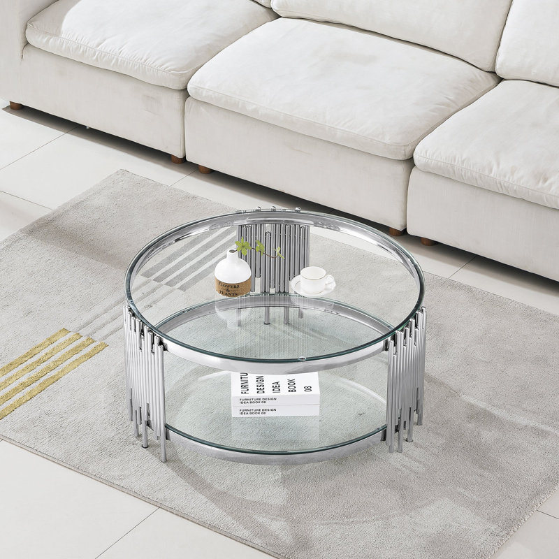 Table basse Burdell Ct038, Clair, Argent argent