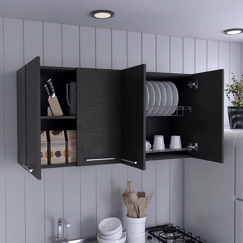 Armoire de cuisine Durham, quatre portes, Noir