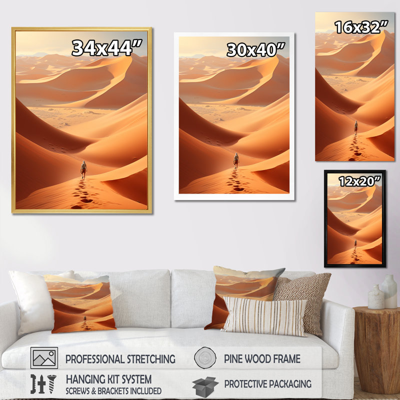 «Desert Sahara Landscape II», reproduction sur toile, Cadre doré simple, H 40 po x l 30 po x P 1,5 po