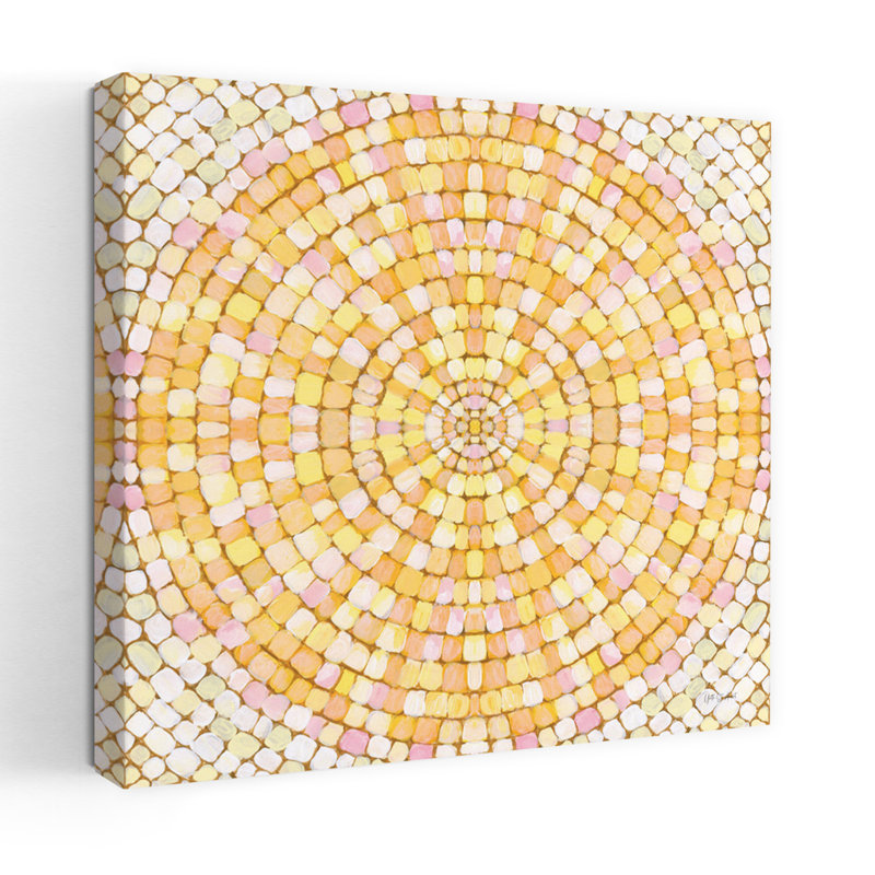 Mosaïque botanique contemporaine X avec art crème botanique, H 24 po x l 24 po