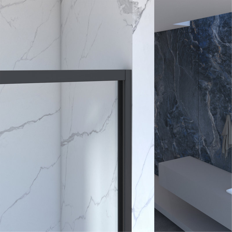 56-60"X70" Aluminum Frame Double Sliding Shower Door,Bypass Bathroom Sliding Door With Premium 5/16" (8Mm) Clear Tempered Glass, Black Hardware Sliding Glass Shower Enclosure,Matte Black Finished