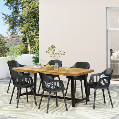 Jacqueline 6 - Person Acacia Patio Dining Set with Rectangular Table