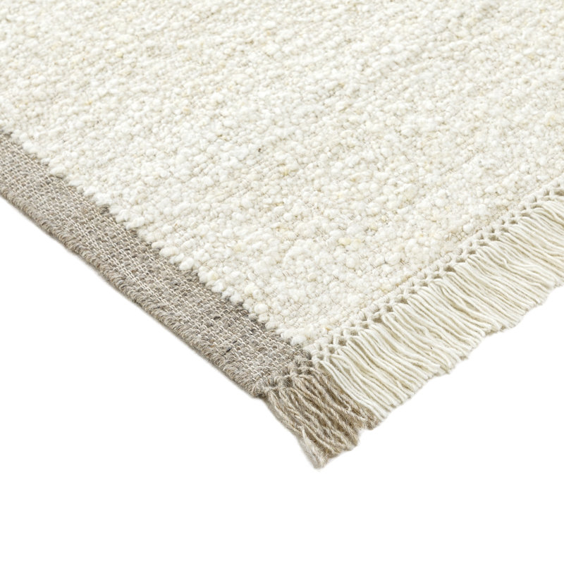 Ivory Handwoven Wool and Cotton Flatweave Rectangular Rug 5' x 8'