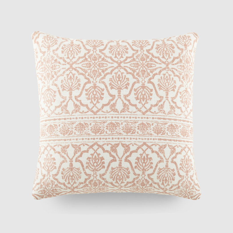 Elegant Patterns Cotton Decor Throw Pillow in Antique Floral, Pink
