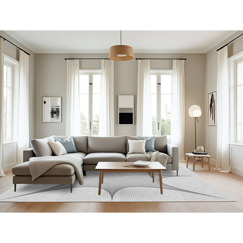 Tapis zone grise à motifs, Rectangle 8 pi x 10 pi