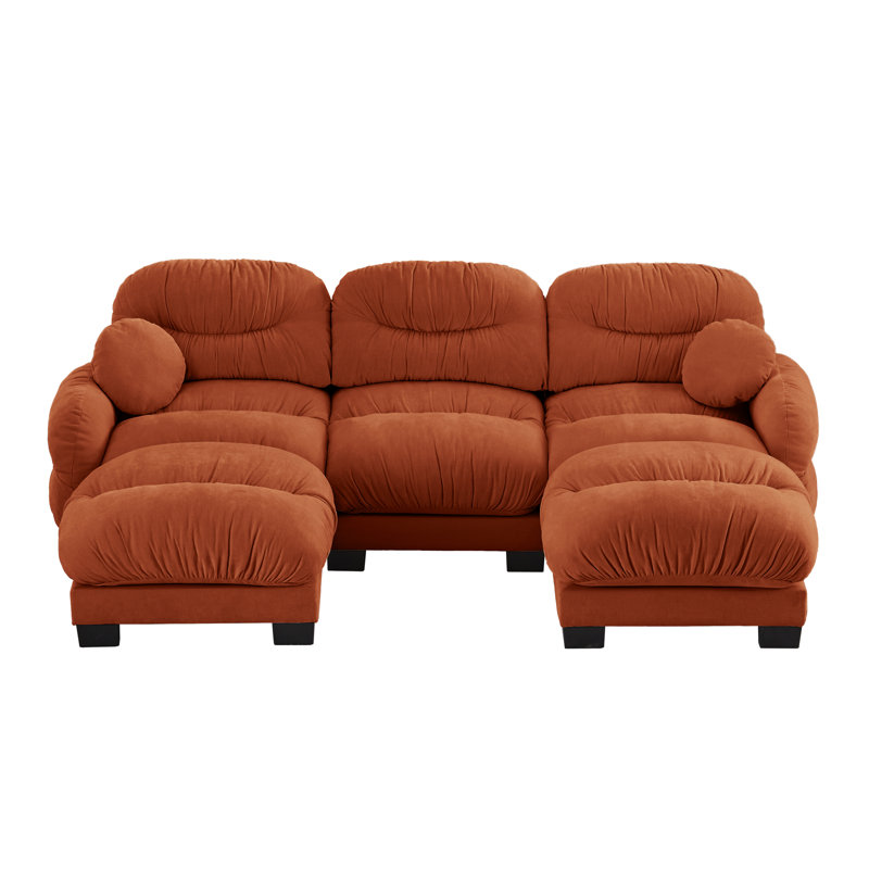 Compression Cozy Sectionals, Orange Chenille Modern Modular Home Sofa