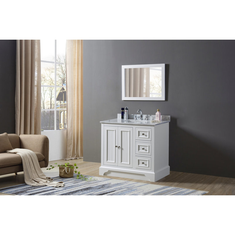 Kilwin 36 " W Freestanding Standard Free Standing 1 Single Vanity Bathroom Vanity With Marble Top