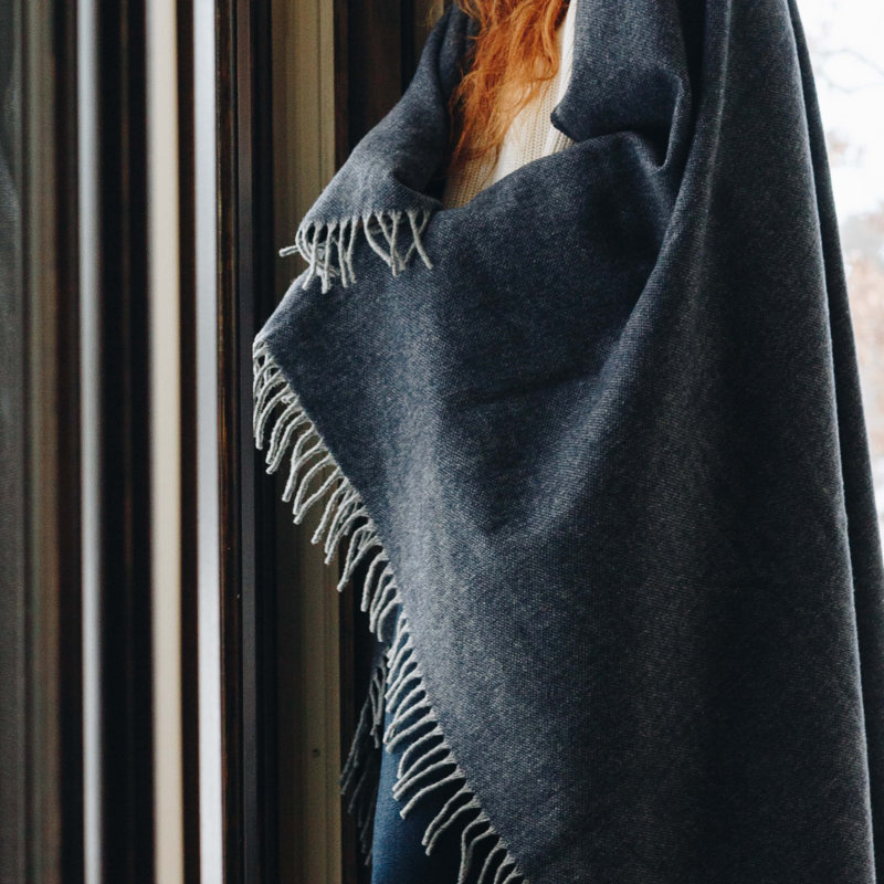 Jeté en laine Ashby, Bleu marine