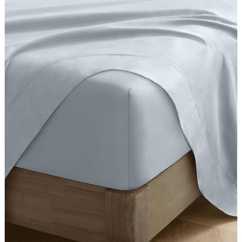 Ensemble de draps et de draps en satin de satin de qualité supérieure 5 pièces, 100% coton égyptien, bleu