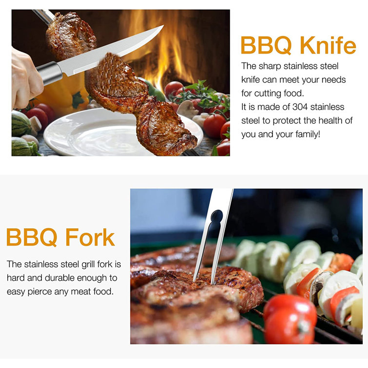 YardStash Stainless Steel Dishwasher Safe Grilling Tool Set