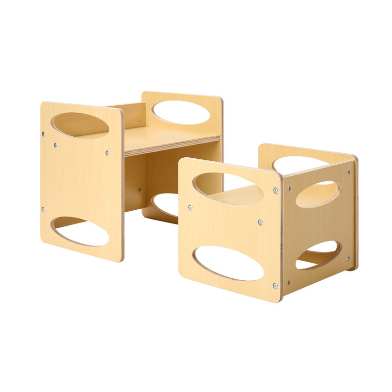 Ensemble de table et de fauteuil de massage réglable Montessori, meubles en bois pour tout-petits réversibles pour manger et jouer