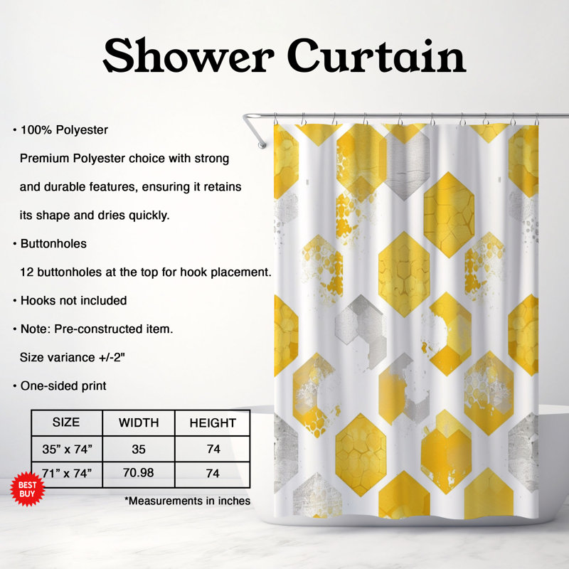 Rideau de douche Pollinator Paradise - Premium, H 74 po x l 71 po