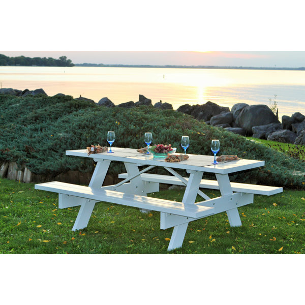 Redwood Rectangular Folding Picnic Table with Fold-up Legs