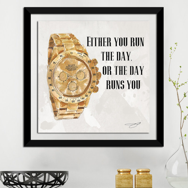 " Rolex ", Black Framed, 25.5" H x 25.5" W x 1" D