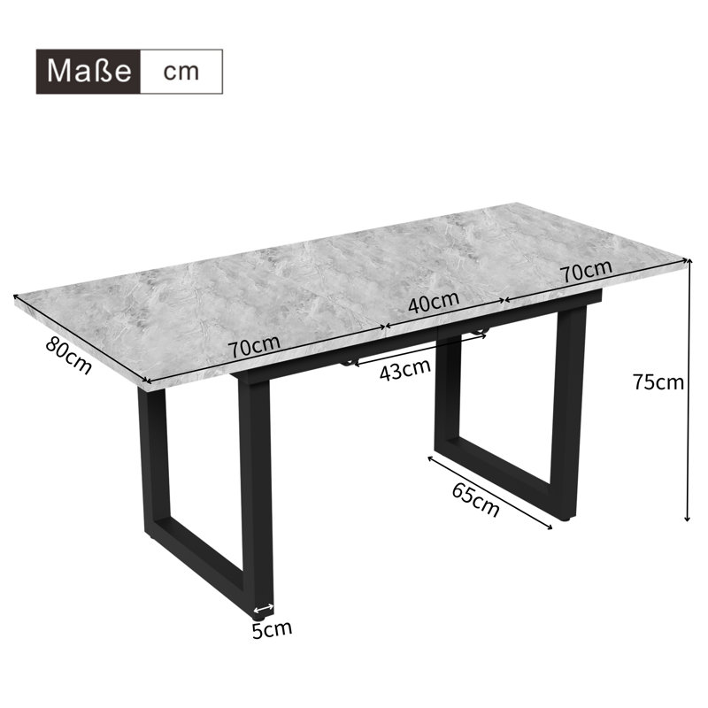 Danesh Extendable Metal Base Dining Table