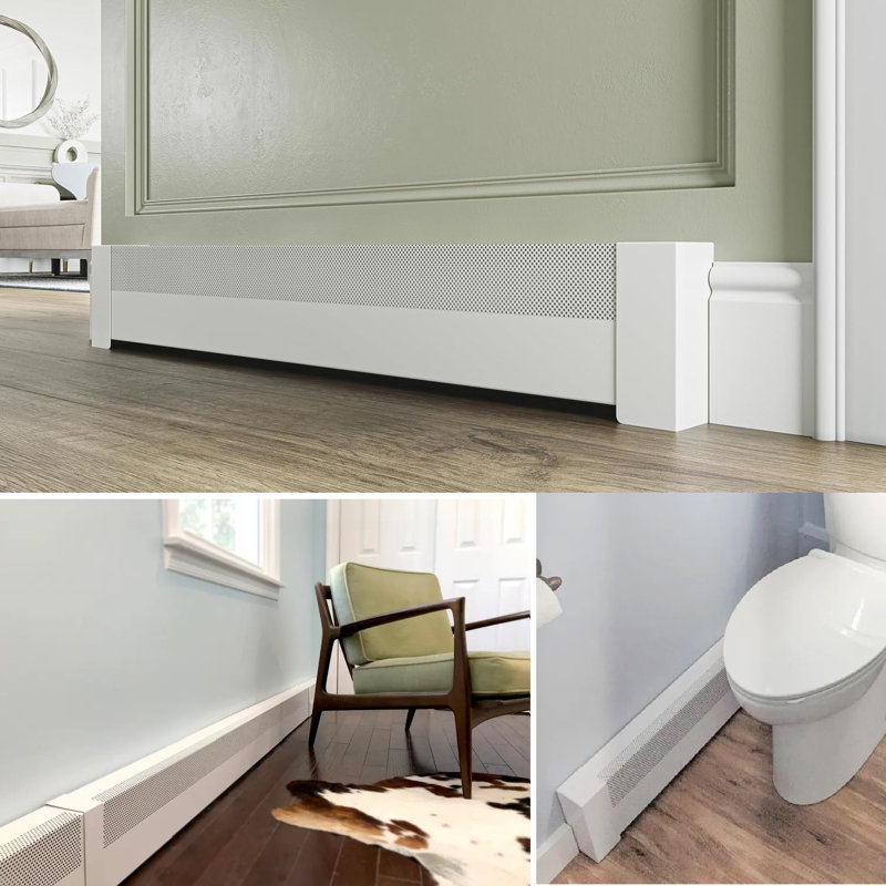 Baseboarders Basic Series Steel Easy Slip-On Baseboard Heater Cover Left Side End Cap - White