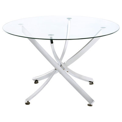 Modern Metal Round Dining Table Chrome and Clear
