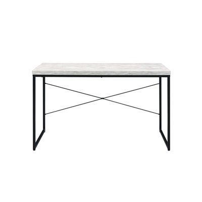 Industrial Style Writing Desk Featuring Wooden Top And Metal Sled Leg Assembly In With Base, No Storage Option Offered