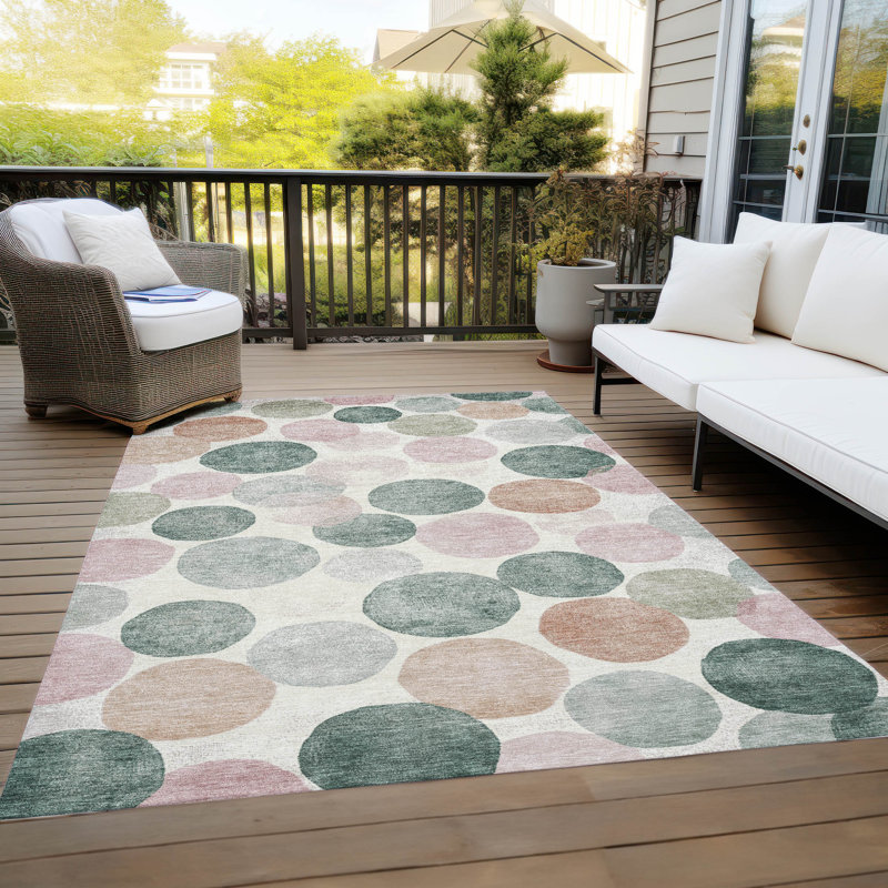 Tapis saumon Xhevrie intérieur / extérieur lavable à la machine, Rectangle 5 pi x 7 pi 6 po