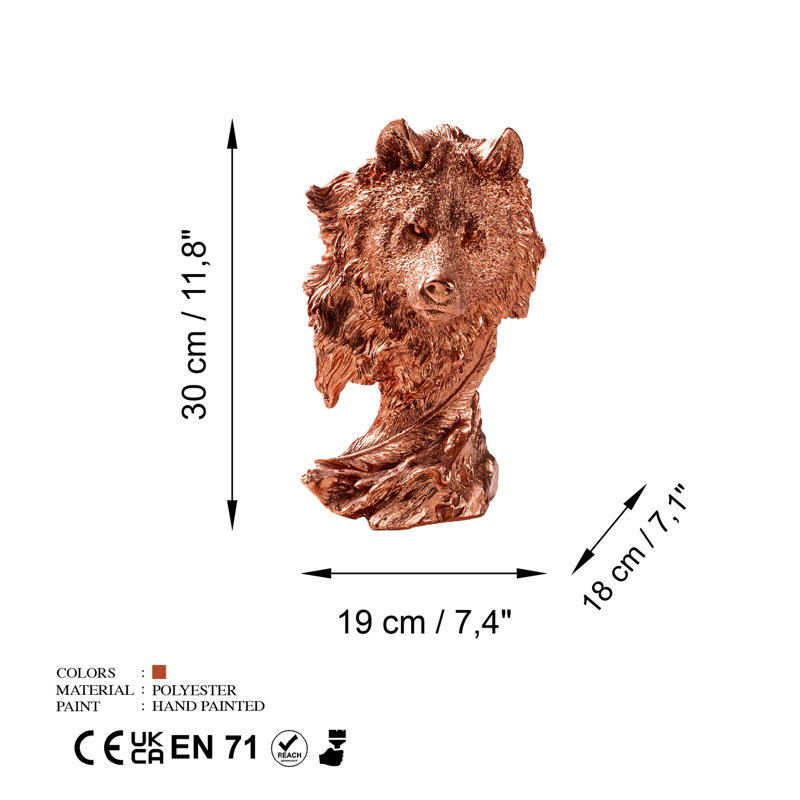Hand-Painted Decorative Object, Copper Color, 7.5 x 11.8 x 7.1 inches | 100% Polyester, Lightweight at 2.5 lbs | Unique Home Décor Accent for Living Room & Office, Distinctive Color Variations for Personalized Style