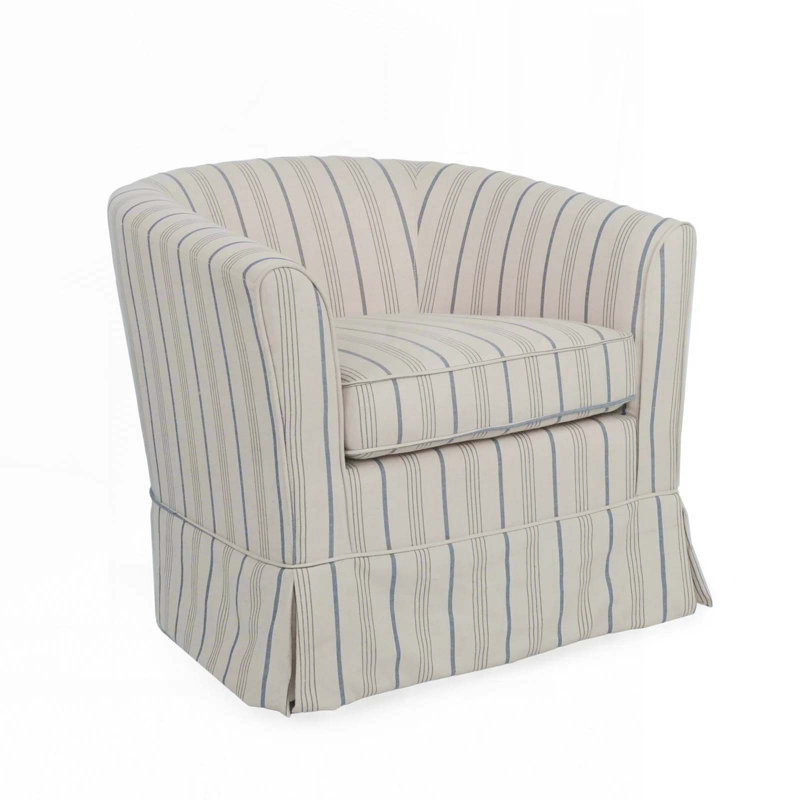 Fauteuil demi-tonneau pivotant et évasé, Rayures beiges