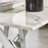 Atal Marble Effect Sofa Side Table - Glass Topped Metal Leg Small Table-610148117-610148121