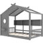 Lit de jeu gris pour lit simple avec tablette de rangement et plancher en pin robuste