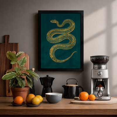 Golden Serpent Japandi - Framed Print