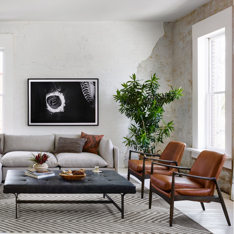 Braden Armchair, Brandy Genuine Leather
