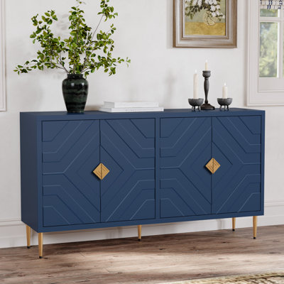 58'' Modern Sideboard Cabinet with 4 Embossed Pattern Doors for Kitchen, Living Room