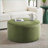 Ottoman Modern Round Velvet 16” H x 30” W Extra Seat Side Table Footrest | Olive Green | Velvet