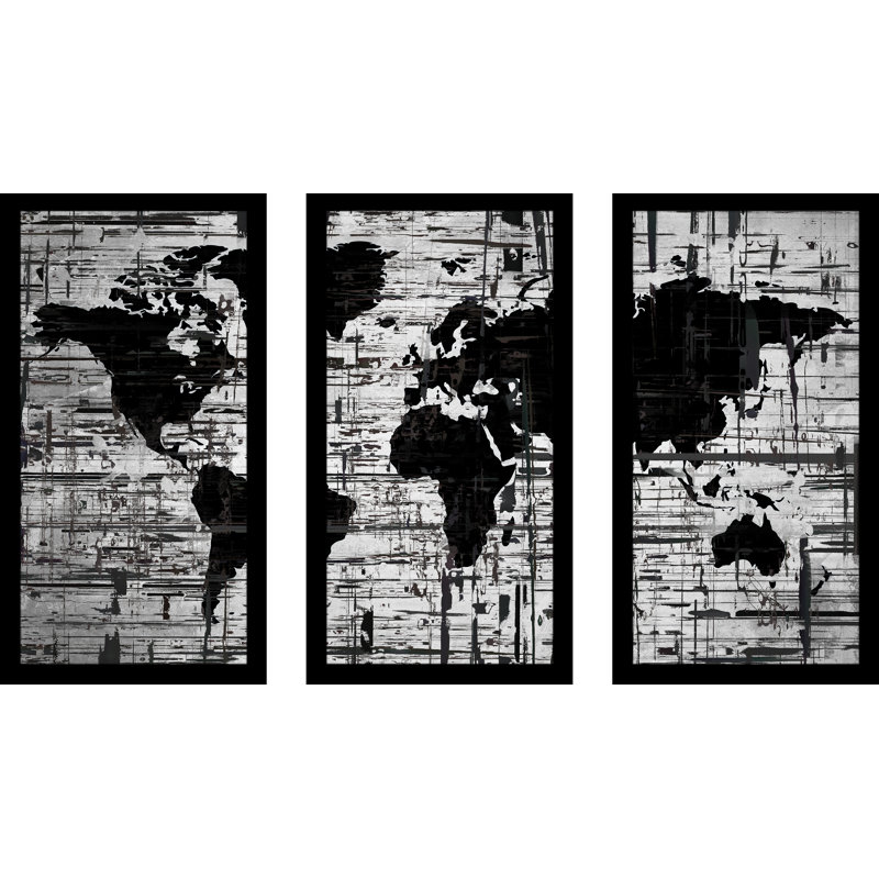 « vieilli » par jodi, ensemble de 3 impressions encadrées, H 25,5 po x l 40,5 po x P 1 po