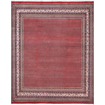 Tapis rouge et crème noué à la main de haute qualité