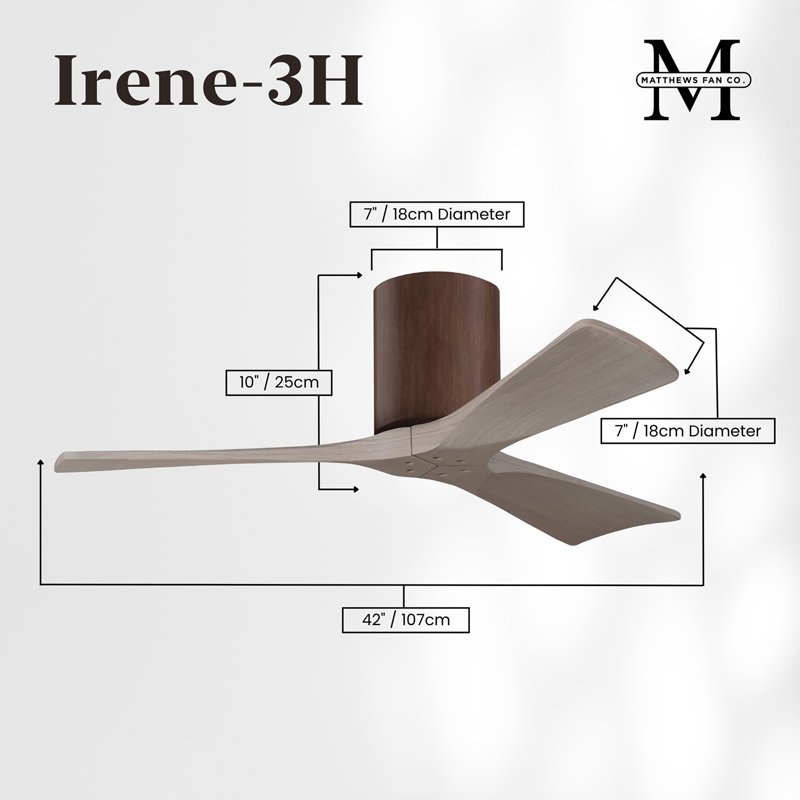 Ventilateur de plafond à 3 pales Olivier, Noyer, Ton bois de frêne gris, 42"