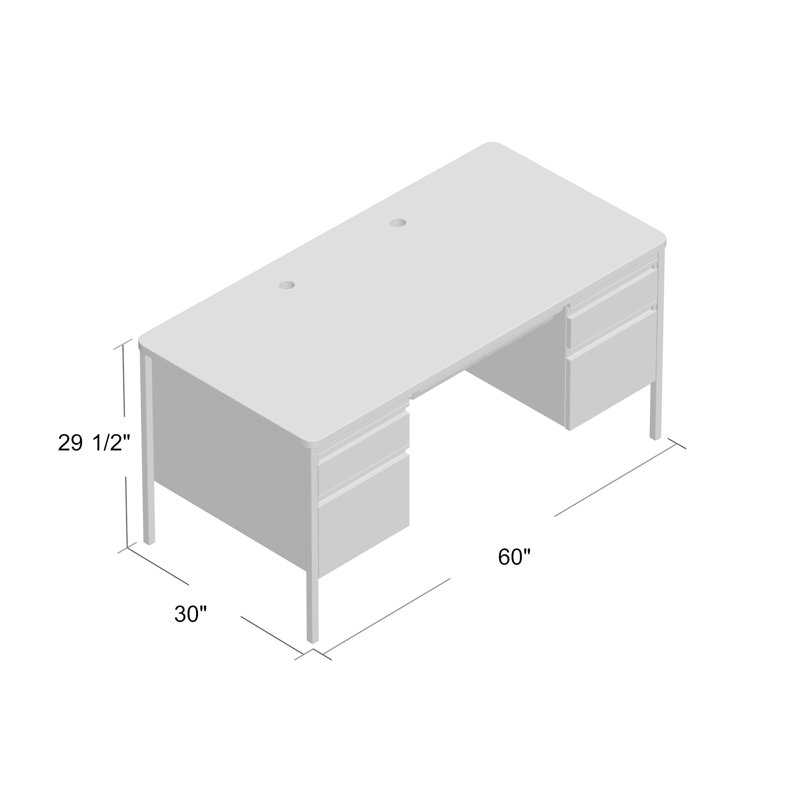 Bureau double Cory, Platine / Blanc