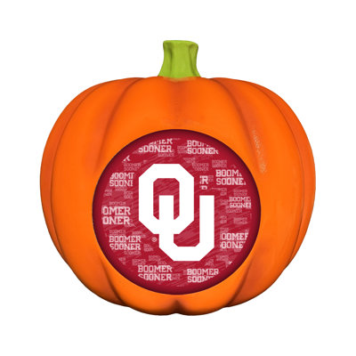Décoration citrouille en résine avec logo DEL 3D des Oklahoma Sooners (NCAA) | 25 cm