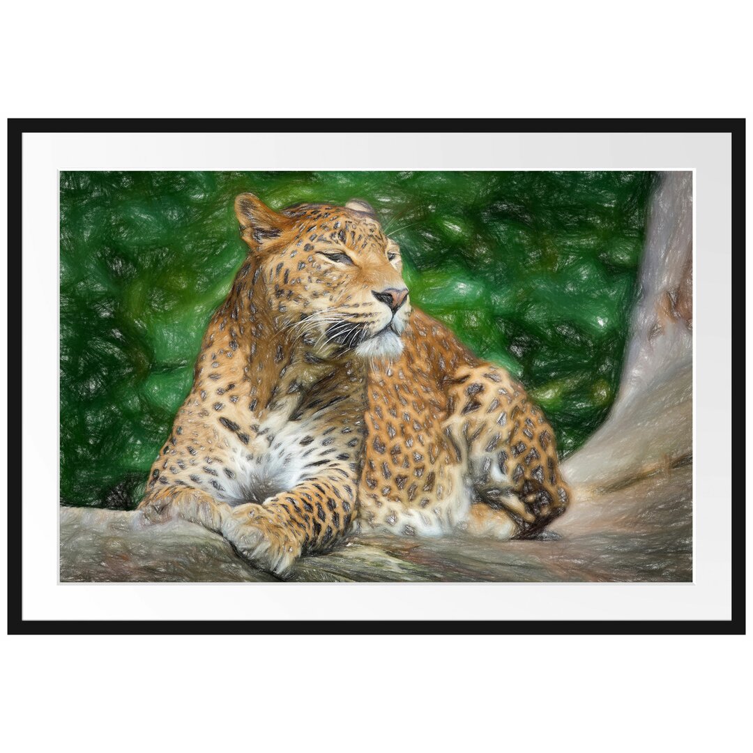 Gerahmtes Papierbild - Fotografie „Leopard in Nature”