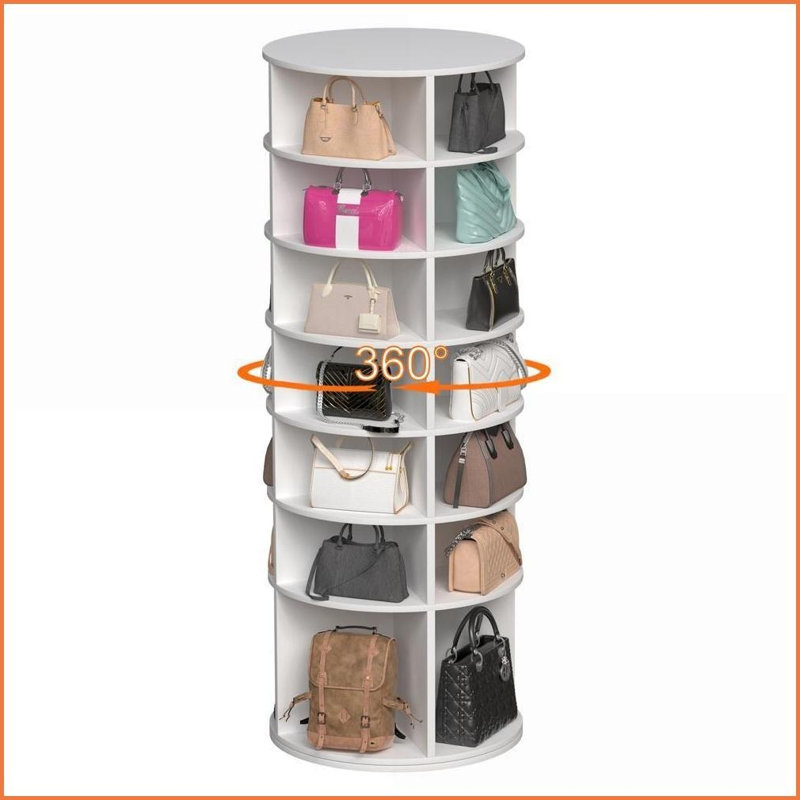7-Tier 360° Rotating Shoe Rack, Free Standing 28-Pair Organizer White | Modern | Primary Living Space